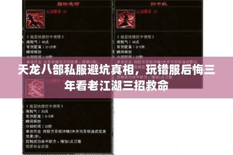 天龙八部私服避坑真相,玩错服后悔三年看老江湖三招救命 天龙八部私服避坑真相,玩错服后悔三年看老江湖三招救命