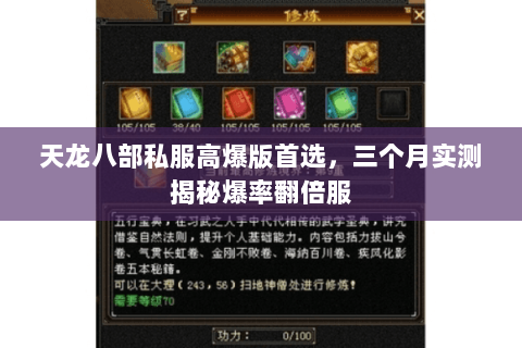 天龙八部私服高爆版首选,三个月实测揭秘爆率翻倍服 天龙八部私服高爆版首选,三个月实测揭秘爆率翻倍服