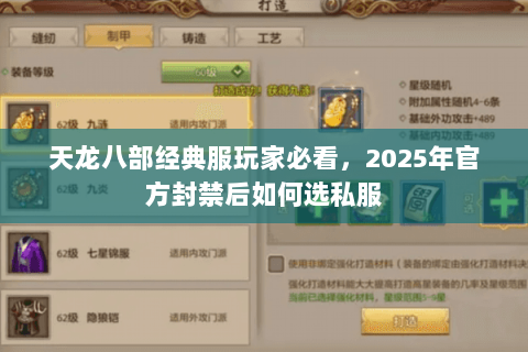 天龙八部经典服玩家必看,2025年官方封禁后如何选私服 天龙八部经典服玩家必看,2025年官方封禁后如何选私服
