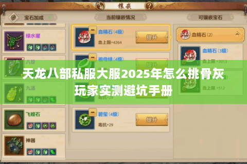 天龙八部私服大服2025年怎么挑骨灰玩家实测避坑手册 天龙八部私服大服2025年怎么挑骨灰玩家实测避坑手册