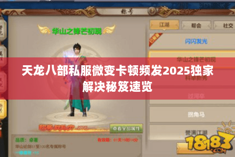 天龙八部私服微变卡顿频发2025独家解决秘笈速览 天龙八部私服微变卡顿频发2025独家解决秘笈速览