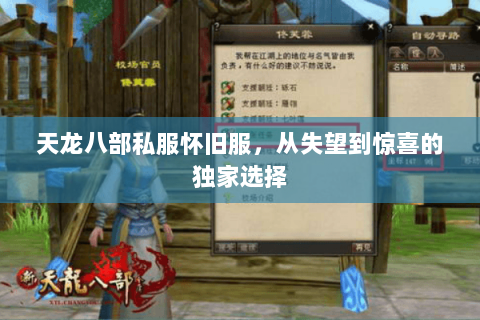 天龙八部私服怀旧服，从失望到惊喜的独家选择