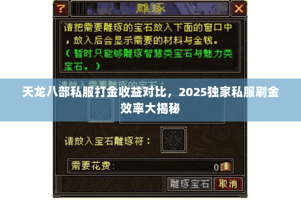 天龙八部私服打金收益对比，2025独家私服刷金效率大揭秘