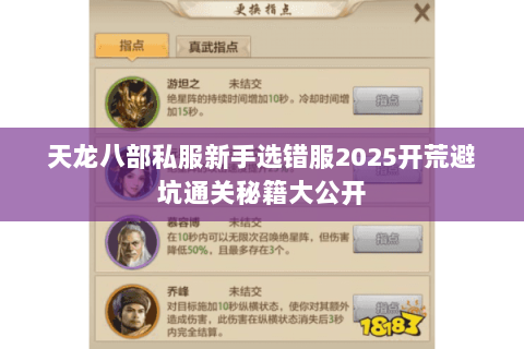 天龙八部私服新手选错服2025开荒避坑通关秘籍大公开