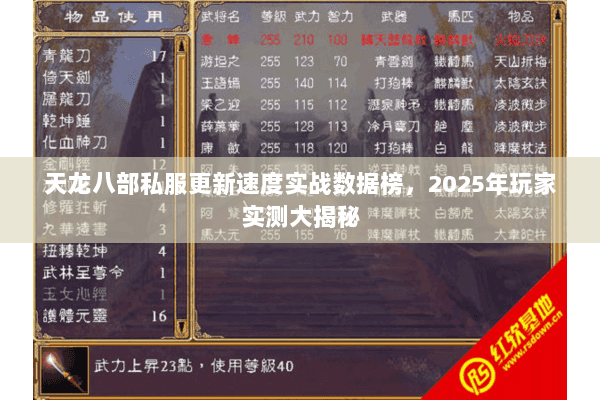 天龙八部私服更新速度实战数据榜,2025年玩家实测大揭秘 天龙八部私服更新速度实战数据榜,2025年玩家实测大揭秘