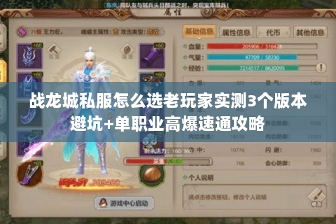 战龙城私服怎么选老玩家实测3个版本避坑+单职业高爆速通攻略 战龙城私服怎么选老玩家实测3个版本避坑+单职业高爆速通攻略