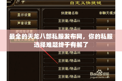 最全的天龙八部私服发布网，你的私服选择难题终于有解了