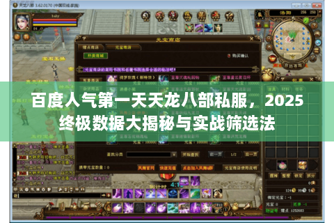 百度人气第一天天龙八部私服,2025终极数据大揭秘与实战筛选法 百度人气第一天天龙八部私服,2025终极数据大揭秘与实战筛选法