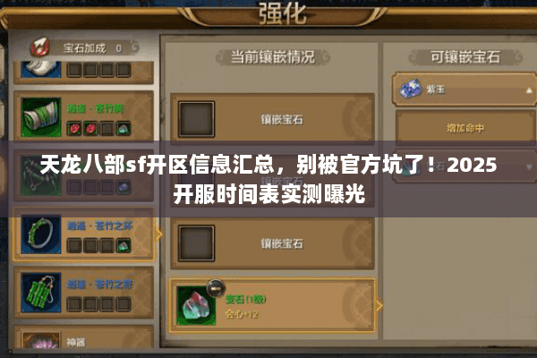 天龙八部sf开区信息汇总,别被官方坑了!2025开服时间表实测曝光 天龙八部sf开区信息汇总,别被官方坑了!2025开服时间表实测曝光