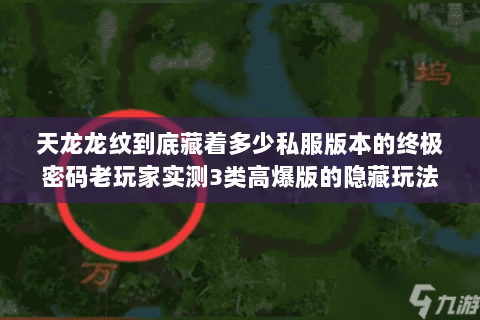 天龙龙纹到底藏着多少私服版本的终极密码老玩家实测3类高爆版的隐藏玩法