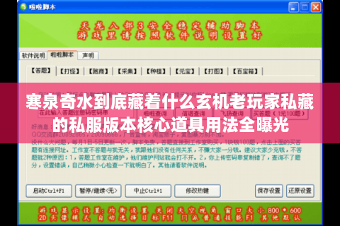 寒泉奇水到底藏着什么玄机老玩家私藏的私服版本核心道具用法全曝光 寒泉奇水到底藏着什么玄机老玩家私藏的私服版本核心道具用法全曝光