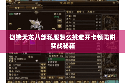 微端天龙八部私服怎么挑避开卡顿陷阱实战秘籍 微端天龙八部私服怎么挑避开卡顿陷阱实战秘籍