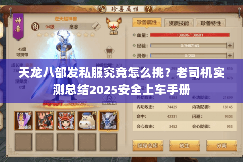 天龙八部发私服究竟怎么挑?老司机实测总结2025安全上车手册 天龙八部发私服究竟怎么挑?老司机实测总结2025安全上车手册