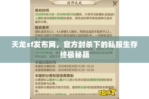 天龙sf发布网,官方封杀下的私服生存终极秘籍 天龙sf发布网,官方封杀下的私服生存终极秘籍