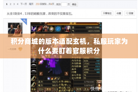 积分商城的版本适配玄机,私服玩家为什么要盯着官服积分 积分商城的版本适配玄机,私服玩家为什么要盯着官服积分