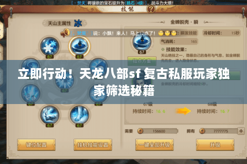 立即行动！天龙八部sf 复古私服玩家独家筛选秘籍