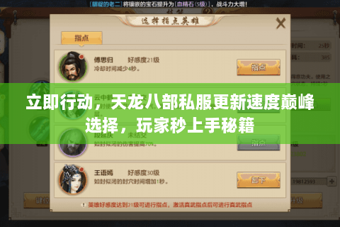 立即行动，天龙八部私服更新速度巅峰选择，玩家秒上手秘籍