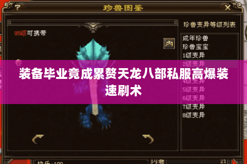 装备毕业竟成累赘天龙八部私服高爆装速刷术 装备毕业竟成累赘天龙八部私服高爆装速刷术