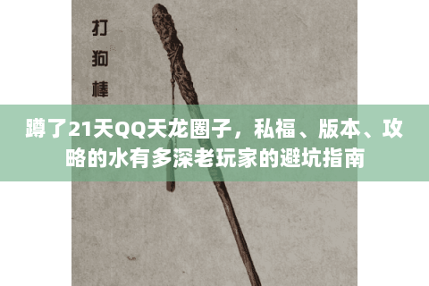 蹲了21天QQ天龙圈子,私福、版本、攻略的水有多深老玩家的避坑指南 蹲了21天QQ天龙圈子,私福、版本、攻略的水有多深老玩家的避坑指南
