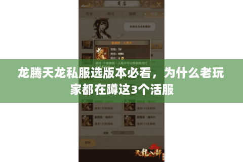 龙腾天龙私服选版本必看,为什么老玩家都在蹲这3个活服 龙腾天龙私服选版本必看,为什么老玩家都在蹲这3个活服