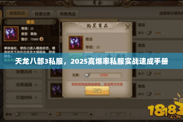 天龙八部3私服,2025高爆率私服实战速成手册 天龙八部3私服,2025高爆率私服实战速成手册