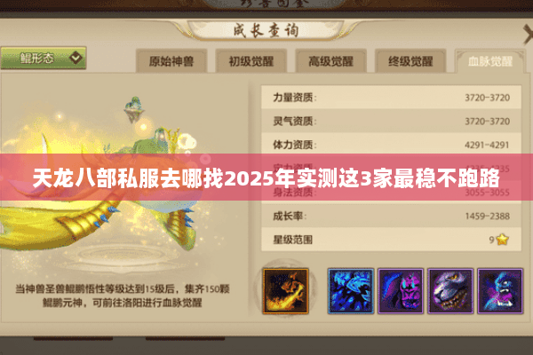 天龙八部私服去哪找2025年实测这3家最稳不跑路