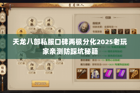 天龙八部私服口碑两极分化2025老玩家亲测防踩坑秘籍