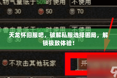 天龙怀旧服吧,破解私服选择困局,解锁极致体验! 天龙怀旧服吧,破解私服选择困局,解锁极致体验!