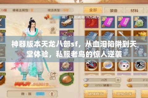 神器版本天龙八部sf,从血泪陷阱到天堂体验,私服老鸟的惊人逆袭 神器版本天龙八部sf,从血泪陷阱到天堂体验,私服老鸟的惊人逆袭