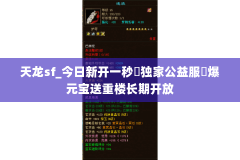 天龙sf_今日新开一秒▷独家公益服◁爆元宝送重楼长期开放