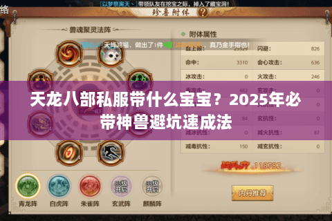 天龙八部私服带什么宝宝？2025年必带神兽避坑速成法