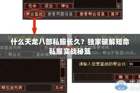 什么天龙八部私服长久？独家破解短命私服实战秘笈