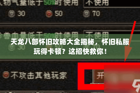 天龙八部怀旧攻略大全揭秘,怀旧私服玩得卡顿?这招快救你! 天龙八部怀旧攻略大全揭秘,怀旧私服玩得卡顿?这招快救你!