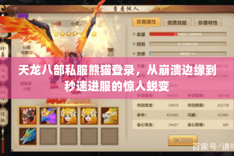 天龙八部私服熊猫登录,从崩溃边缘到秒速进服的惊人蜕变 天龙八部私服熊猫登录,从崩溃边缘到秒速进服的惊人蜕变