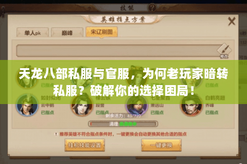 天龙八部私服与官服,为何老玩家暗转私服?破解你的选择困局! 天龙八部私服与官服,为何老玩家暗转私服?破解你的选择困局!