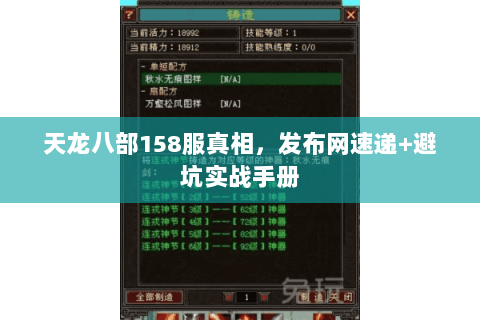 天龙八部158服真相,发布网速递+避坑实战手册 天龙八部158服真相,发布网速递+避坑实战手册
