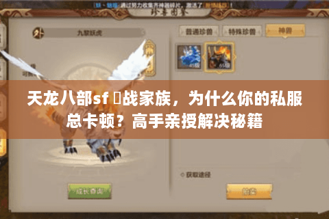 天龙八部sf 龍战家族,为什么你的私服总卡顿?高手亲授解决秘籍 天龙八部sf 龍战家族,为什么你的私服总卡顿?高手亲授解决秘籍