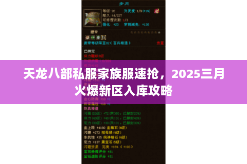 天龙八部私服家族服速抢,2025三月火爆新区入库攻略 天龙八部私服家族服速抢,2025三月火爆新区入库攻略
