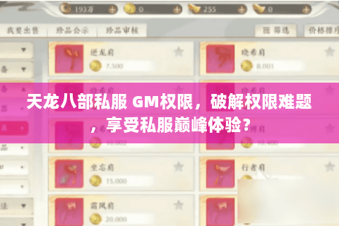 天龙八部私服 GM权限,破解权限难题,享受私服巅峰体验? 天龙八部私服 GM权限,破解权限难题,享受私服巅峰体验?