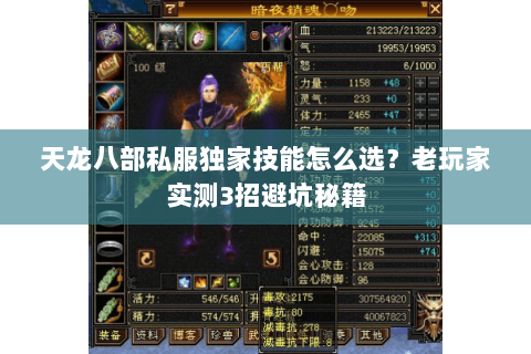 天龙八部私服独家技能怎么选?老玩家实测3招避坑秘籍 天龙八部私服独家技能怎么选?老玩家实测3招避坑秘籍