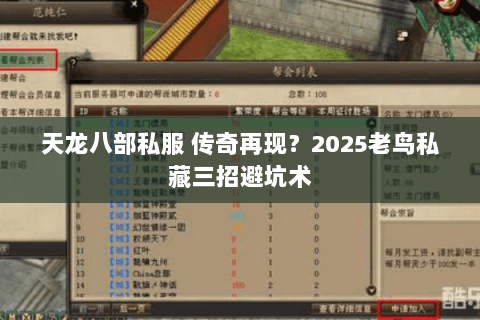 天龙八部私服 传奇再现？2025老鸟私藏三招避坑术