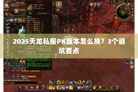 2025天龙私服PK版本怎么挑？3个避坑要点