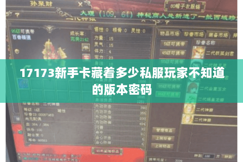 17173新手卡藏着多少私服玩家不知道的版本密码 17173新手卡藏着多少私服玩家不知道的版本密码