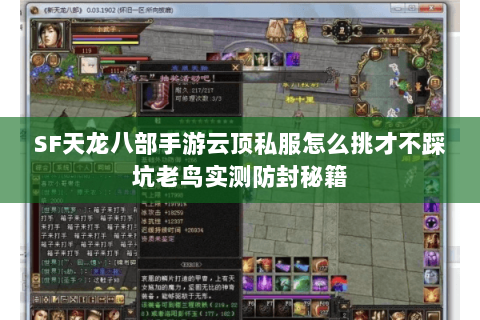 SF天龙八部手游云顶私服怎么挑才不踩坑老鸟实测防封秘籍