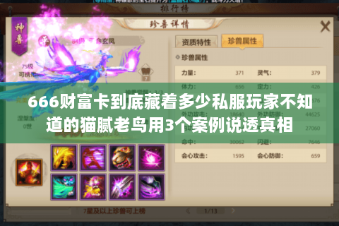 666财富卡到底藏着多少私服玩家不知道的猫腻老鸟用3个案例说透真相 666财富卡到底藏着多少私服玩家不知道的猫腻老鸟用3个案例说透真相