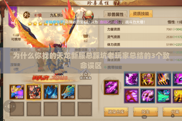 为什么你找的天龙新服总踩坑老玩家总结的3个致命误区