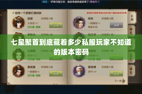 七星聚首到底藏着多少私服玩家不知道的版本密码 七星聚首到底藏着多少私服玩家不知道的版本密码