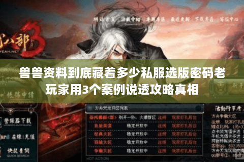 兽兽资料到底藏着多少私服选版密码老玩家用3个案例说透攻略真相 兽兽资料到底藏着多少私服选版密码老玩家用3个案例说透攻略真相