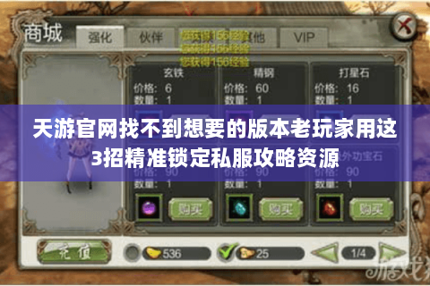 天游官网找不到想要的版本老玩家用这3招精准锁定私服攻略资源