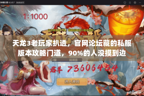 天龙3老玩家扒透,官网论坛藏的私服版本攻略门道,90%的人没摸到边 天龙3老玩家扒透,官网论坛藏的私服版本攻略门道,90%的人没摸到边